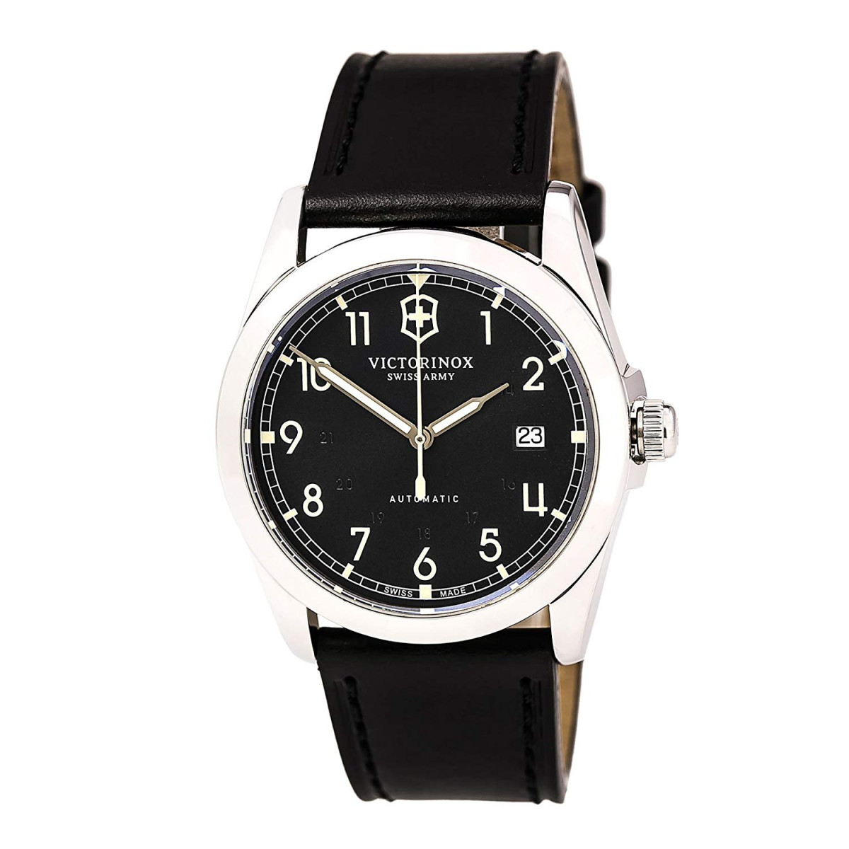 Montre Homme Victorinox INFANTRY Mechanical, stainless steel case, black dial black leather strap - 40mm Montre Homme Victorinox INFANTRY Mechanical, cadran et bracelet cuir noir - 40mm