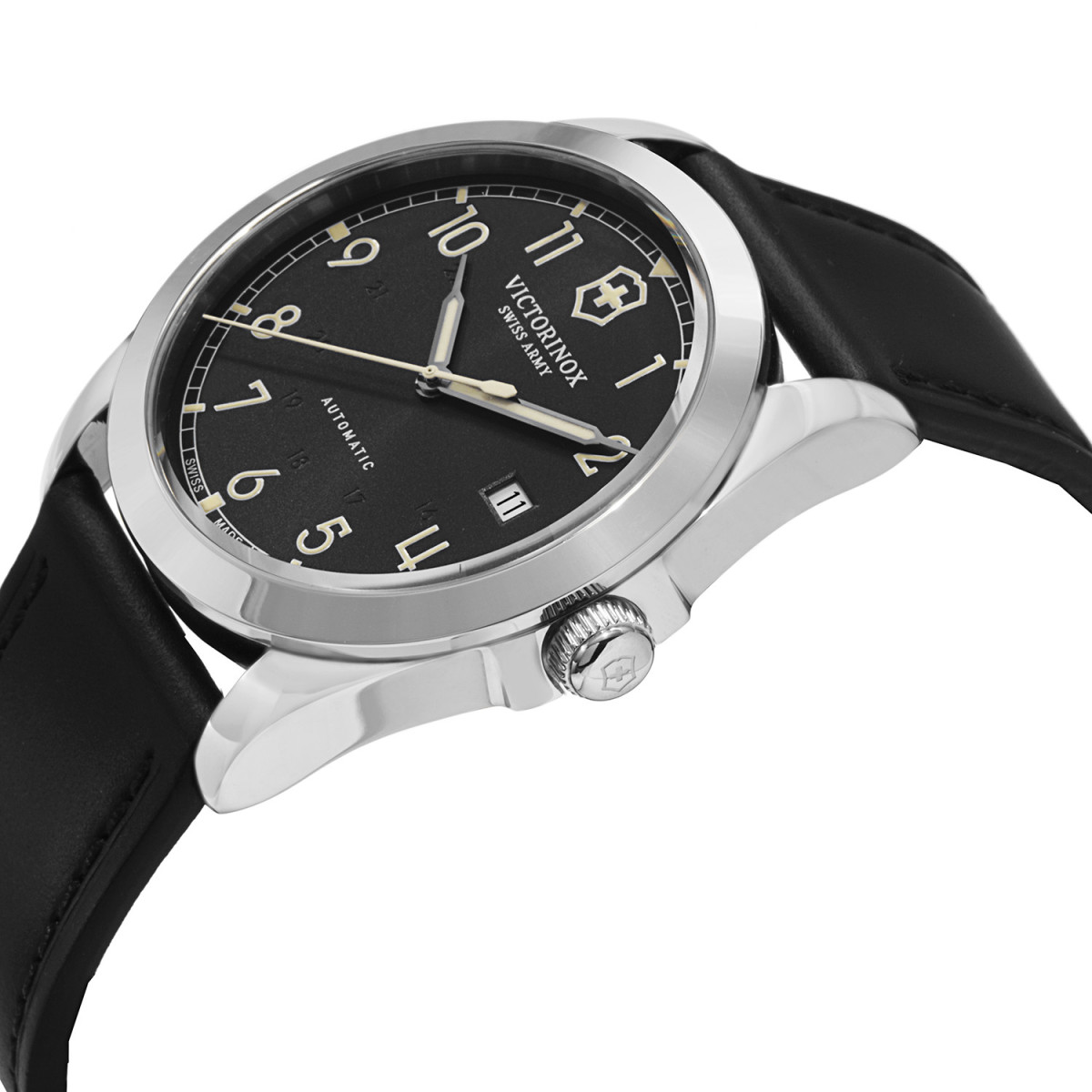 Montre Homme Victorinox INFANTRY Mechanical, stainless steel case, black dial black leather strap - 40mm Montre Homme Victorinox INFANTRY Mechanical, cadran et bracelet cuir noir - 40mm