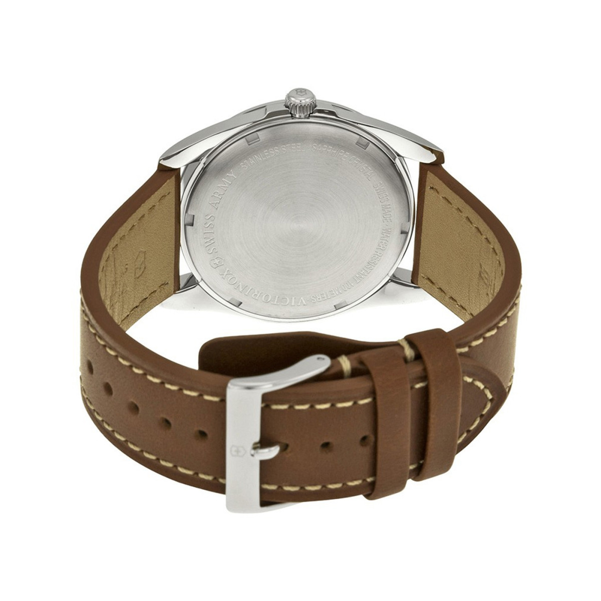 Montre Homme Victorinox INFANTRY, Silver white dial, brown leather strap - 40 mm Montre Homme Victorinox INFANTRY, cadran blanc argenté, bracelet cuir marron - 40 mm