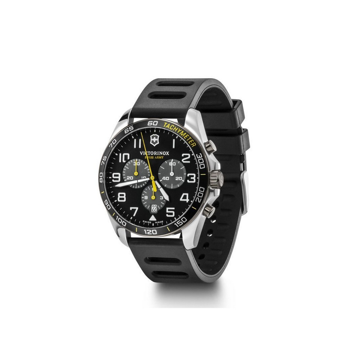 Montre Homme Victorinox FIELDFORCE Sport Chrono, cadran noir, bracelet caoutchouc noir - 42 mm