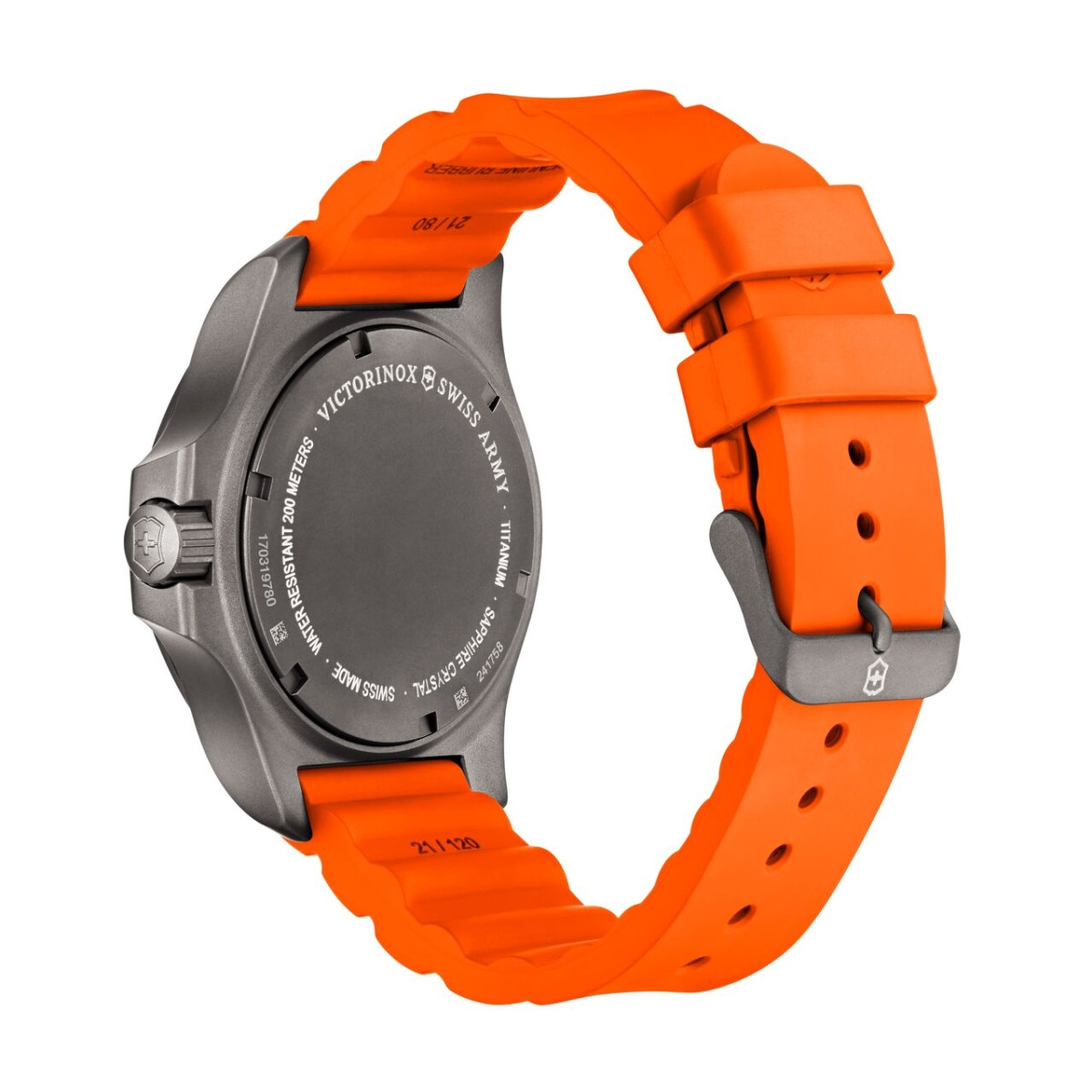Montre Homme Victorinox I.N.O.X. Titane, boîtier titane, bracelet caoutchouc orange - 43 mm Montre Homme Victorinox I.N.O.X. Titane, boîtier titane, bracelet caoutchouc orange - 43 mm