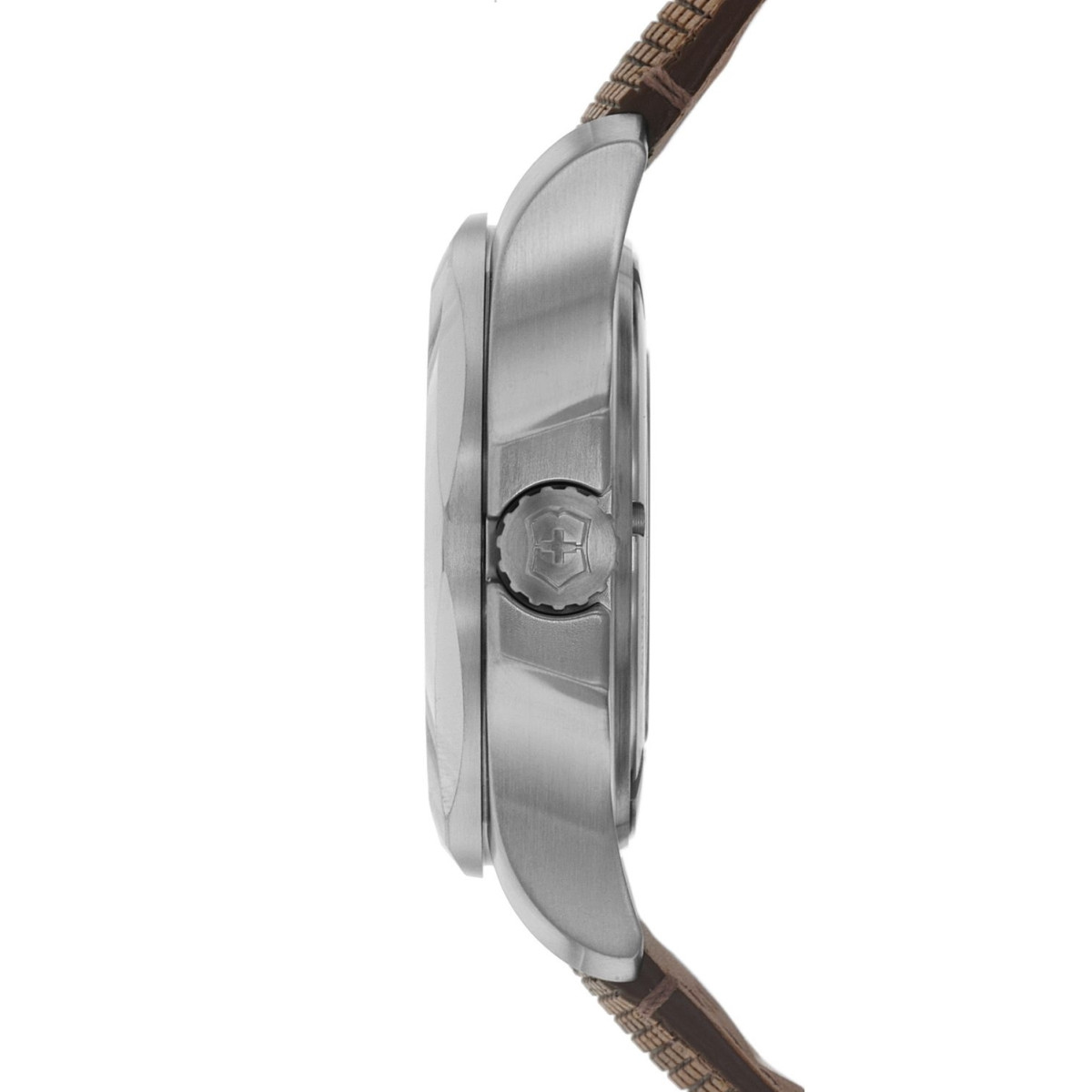 Montre Homme Victorinox I.N.O.X. Mechanical, boîtier acier inoxydable, bracelet bois marron - 43 mm Montre Homme Victorinox I.N.O.X. en cuir marron