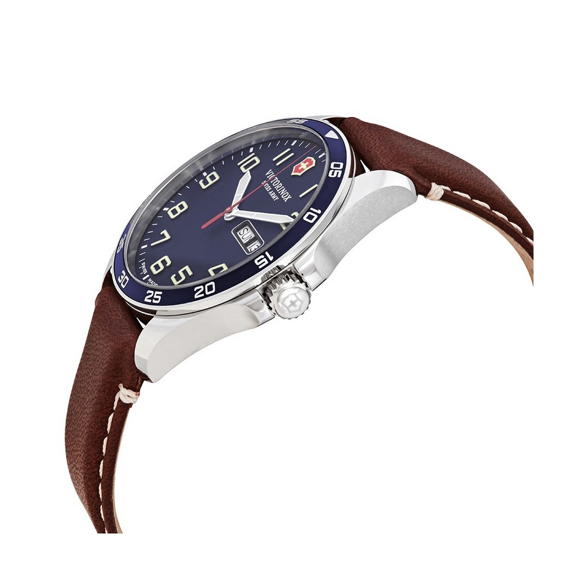 Montre Homme Victorinox FIELDFORCE, boîtier acier inoxydable, bracelet cuir marron Montre Homme Victorinox FIELDFORCE, boîtier acier inoxydable, bracelet cuir marron - 42 mm
