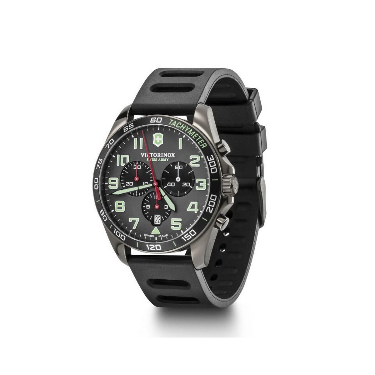 Montre Homme Victorinox FIELDFORCE Sport Chrono, cadran gris, bracelet caoutchouc noir - 42 mm Montre Homme Victorinox FIELDFORCE SPORT en caoutchouc noir