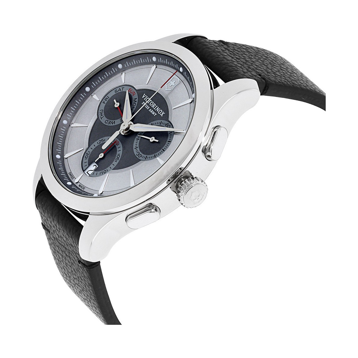 Montre Homme Victorinox ALLIANCE Chronograph, cadran gris, bracelet cuir noir - 44 mm Montre Homme Victorinox ALLIANCE Chronograph, cadran gris, bracelet cuir noir - 44 mm