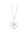 Pendentif  Or Blanc et Diamants 0,06 carat "COEUR TENDRESSE" pour Femme