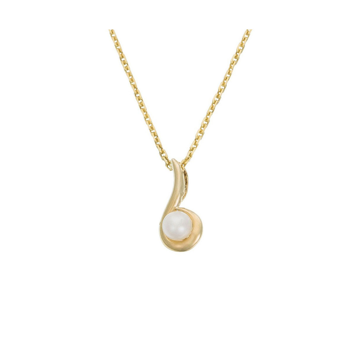Pendentif Or Jaune et perle blanche "Ambiante" + Chaîne offerte Pendentif "Sentiment" Or jaune