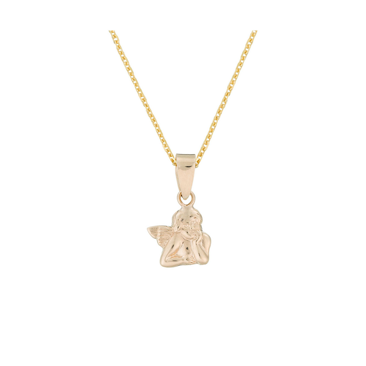 Pendentif or jaune enfant "ANGE AMOUREUX" + chaîne en vermeil offerte Pendentif "Petit Ange" Or jaune