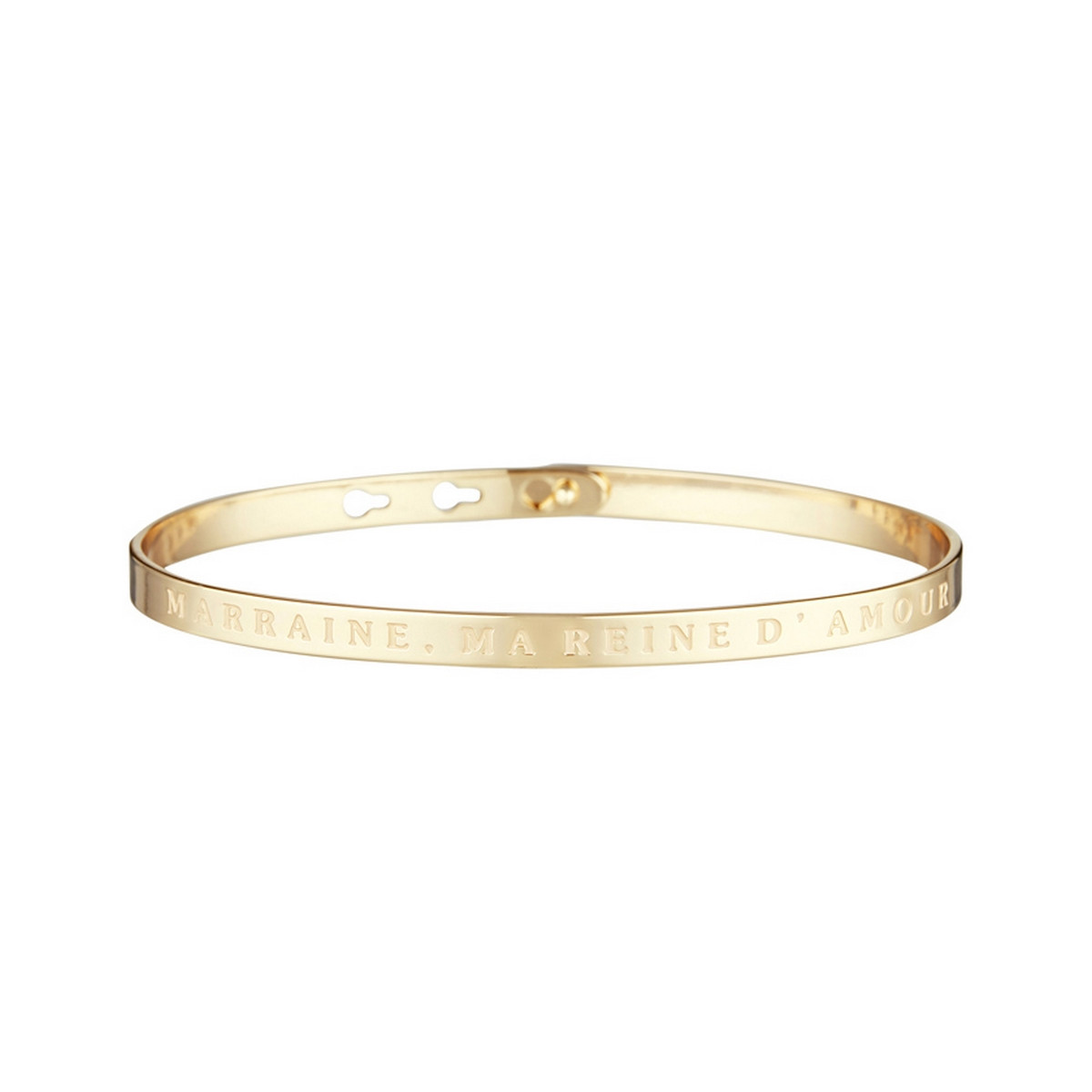 "MARRAINE, MA REINE D'AMOUR" Jonc doré bracelet à message Bracelet à message "Marraine , Ma Reine d'amour" Laiton doré