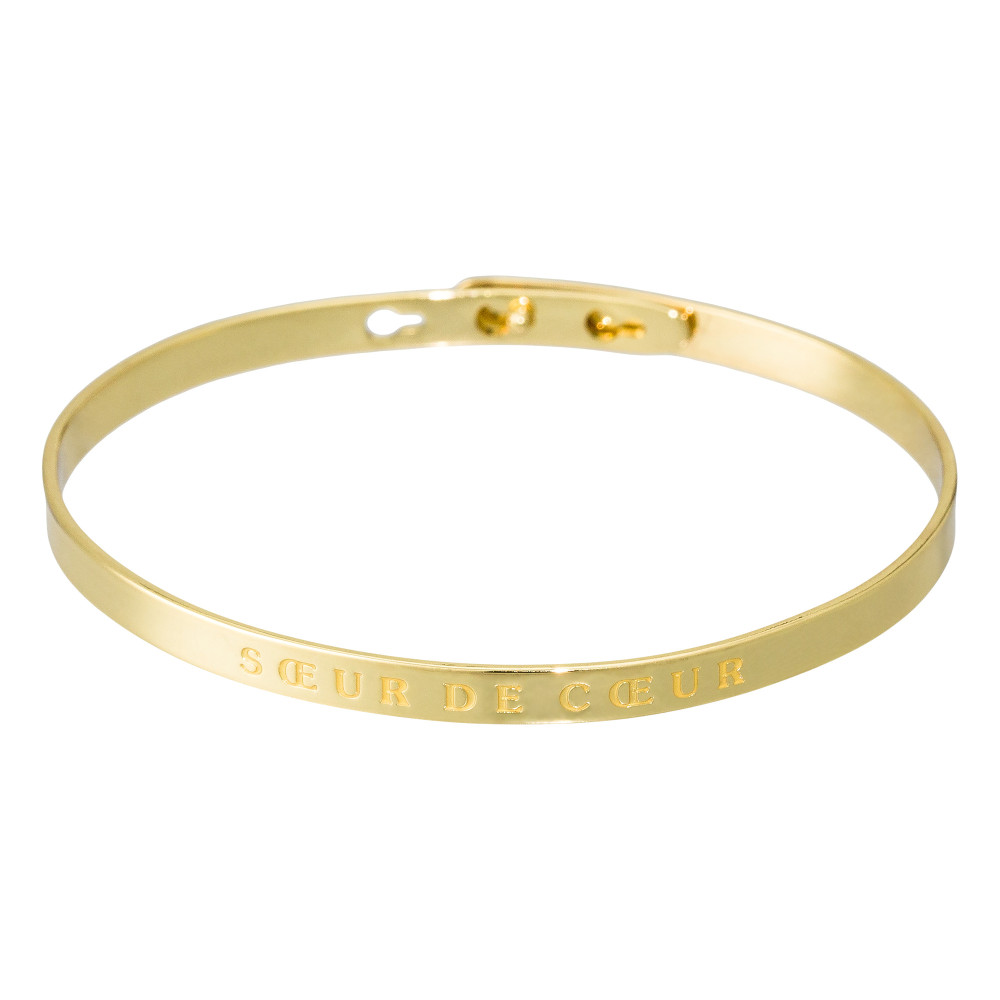 Bracelet à message "Soeur de Coeur" Laiton doré