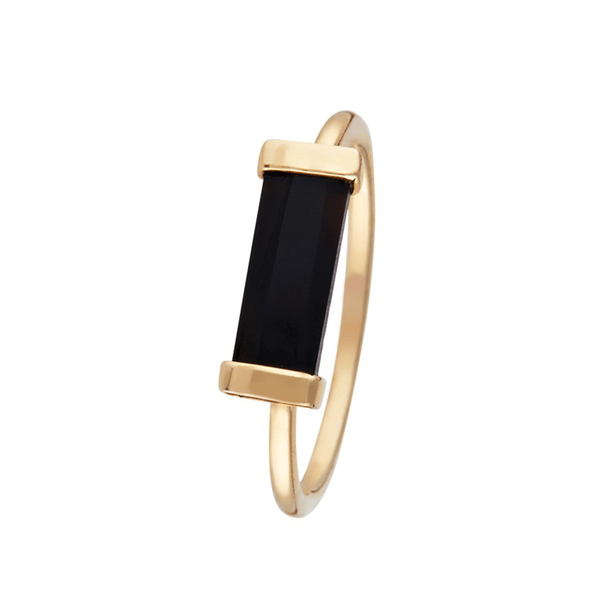 Bague "Célesta" Onyx Laiton doré