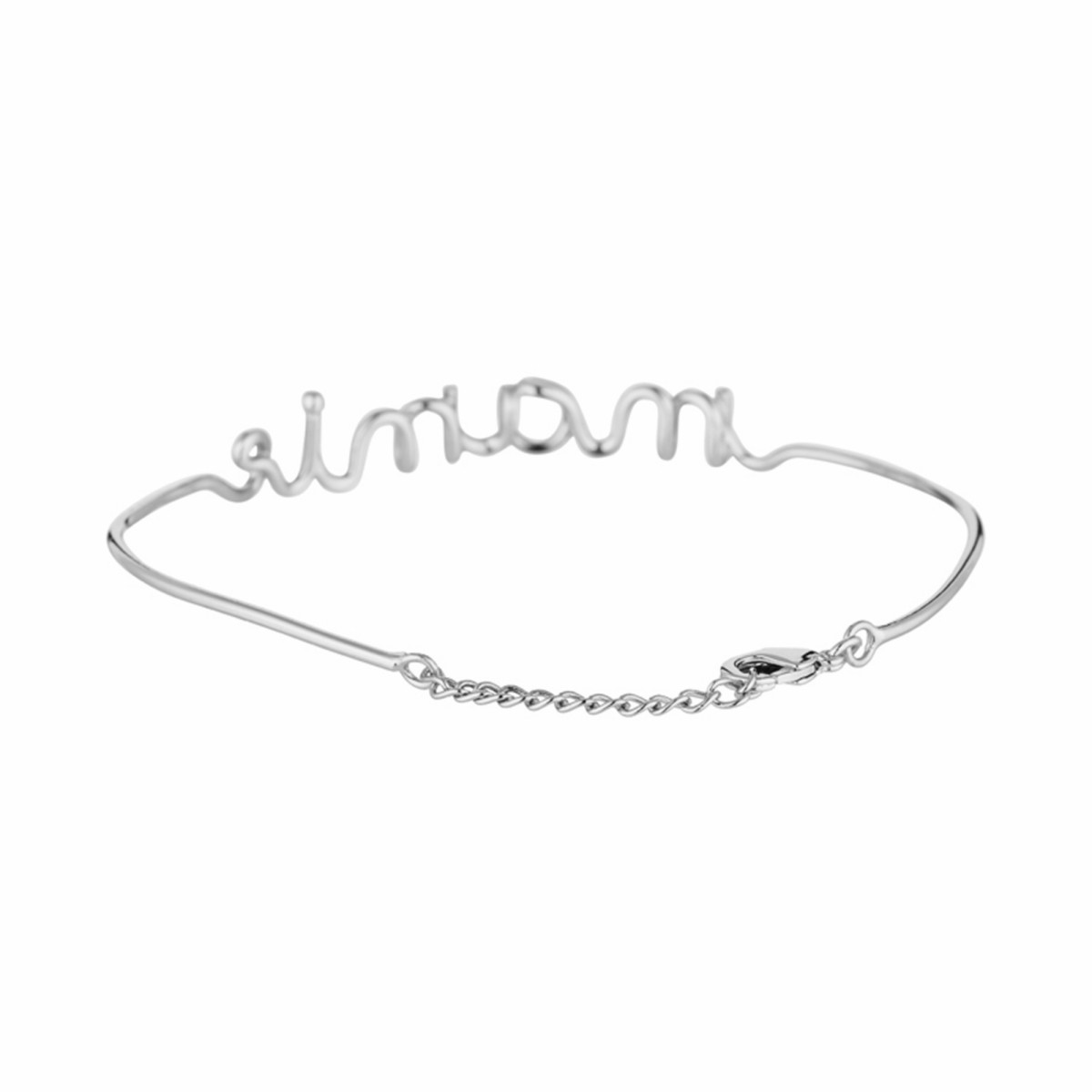 "MAMIE" bracelet jonc en fil lettering argenté à message "MAMIE" bracelet fil lettering argenté à message
