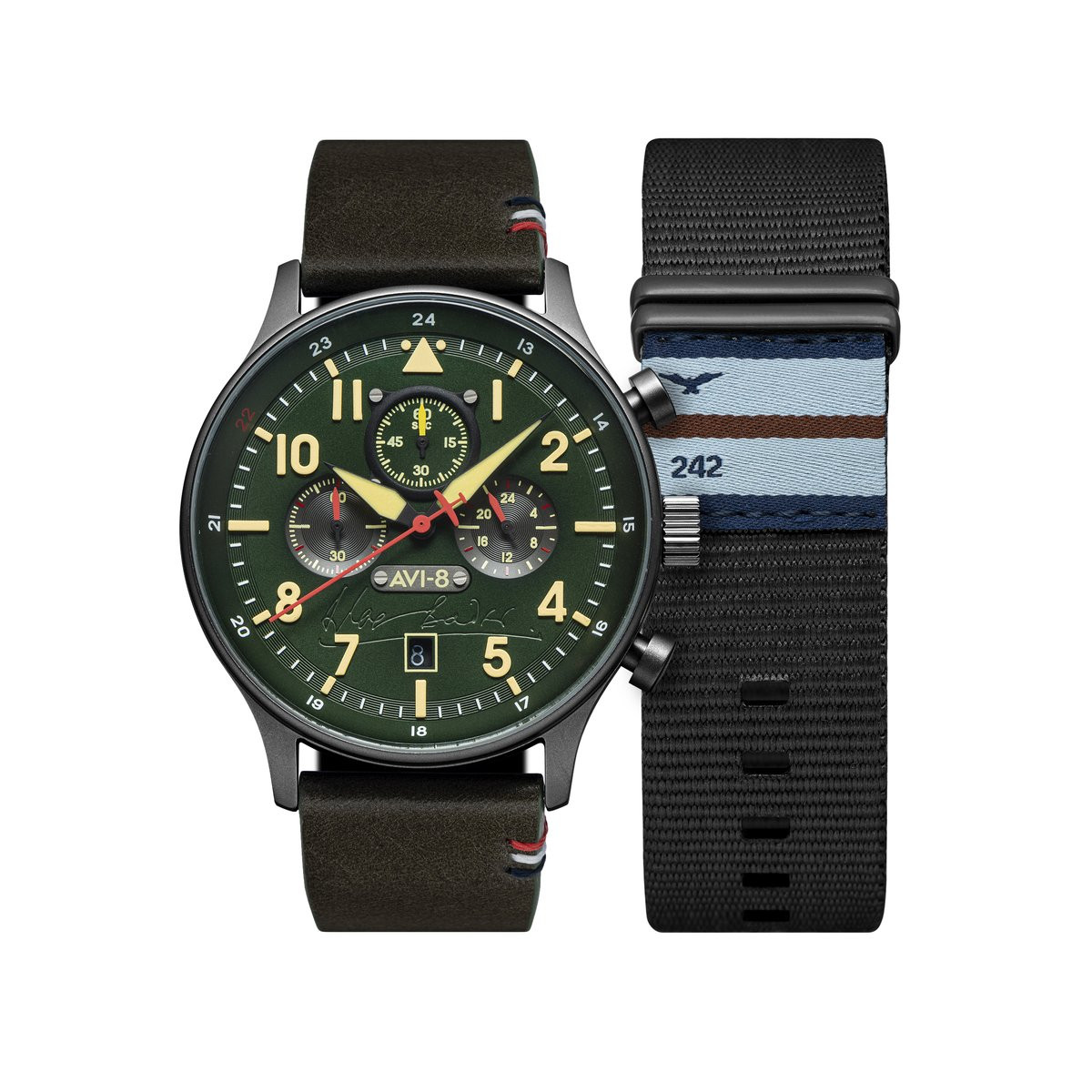 Montre Homme AVI-8 Hawker Hurricane EDITION LIMITEE Douglas Bader vert – AV-4072-02 Montre Homme AVI-8 Hawker Hurricane EDITION LIMITEE Douglas Bader vert – AV-4072-02