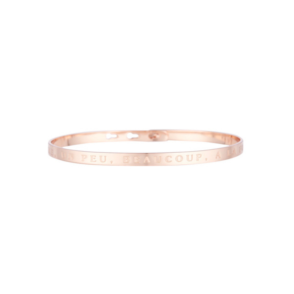 "JE T'AIME, UN PEU, BEAUCOUP, A LA FOLIE" bracelet jonc rosé à message Bracelet à message "Je t'aime, un Peu, Beaucoup, A La Folie" Laiton rosé