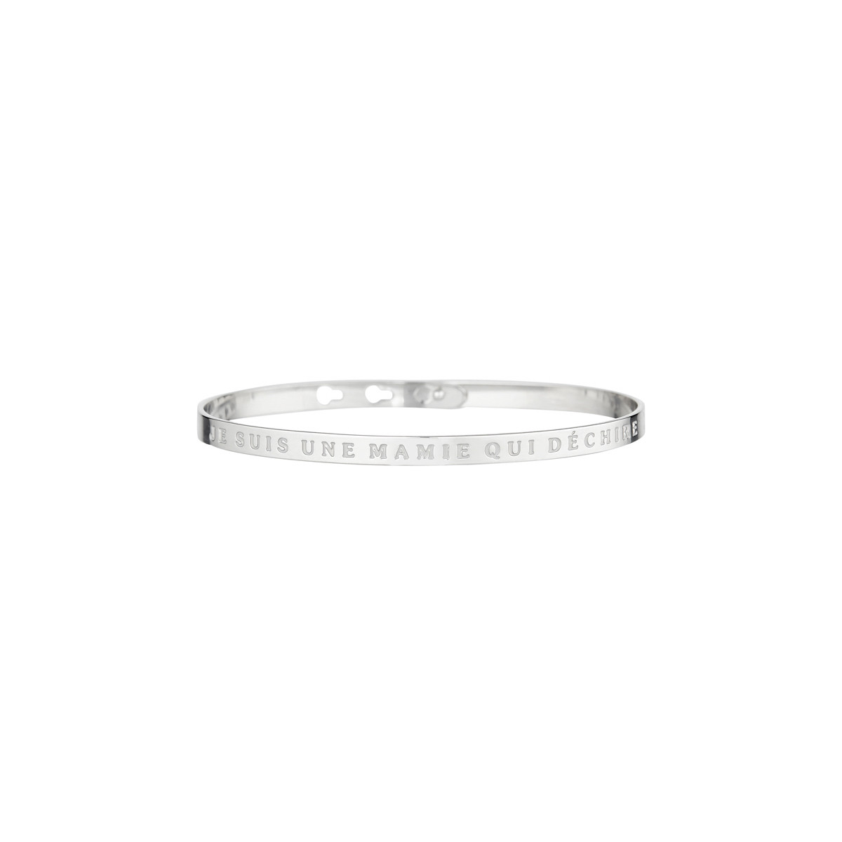 "JE SUIS UNE MAMIE QUI DÉCHIRE" bracelet jonc argenté à message Bracelet à message "Je suis Une Mamie Qui Déchire" Laiton argenté