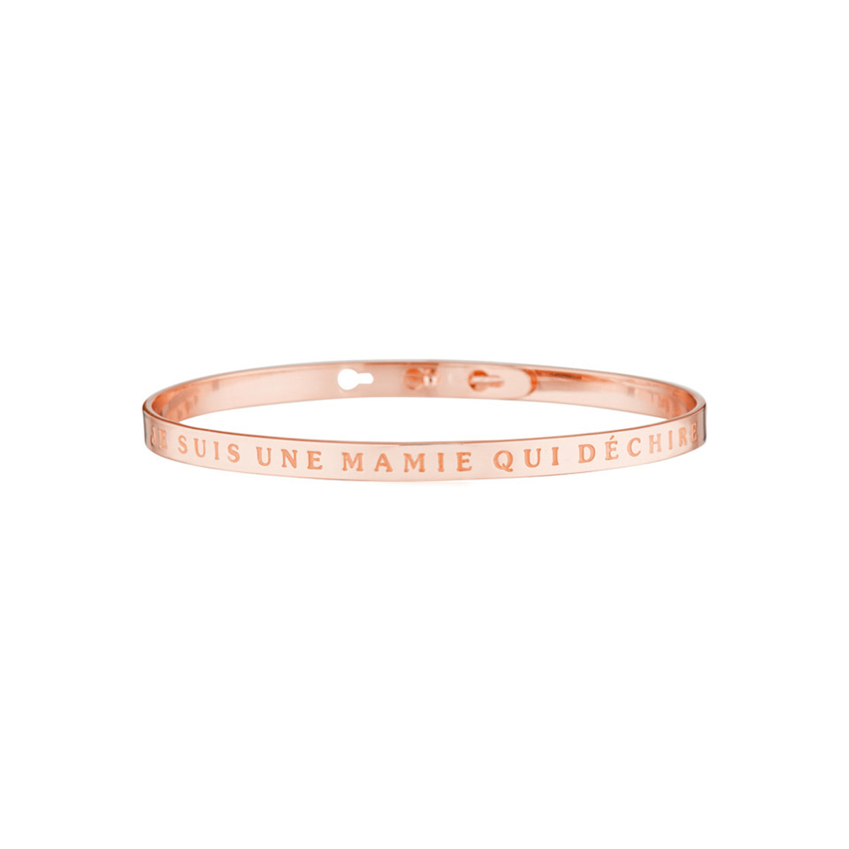 "JE SUIS UNE MAMIE QUI DÉCHIRE" bracelet jonc rosé à message