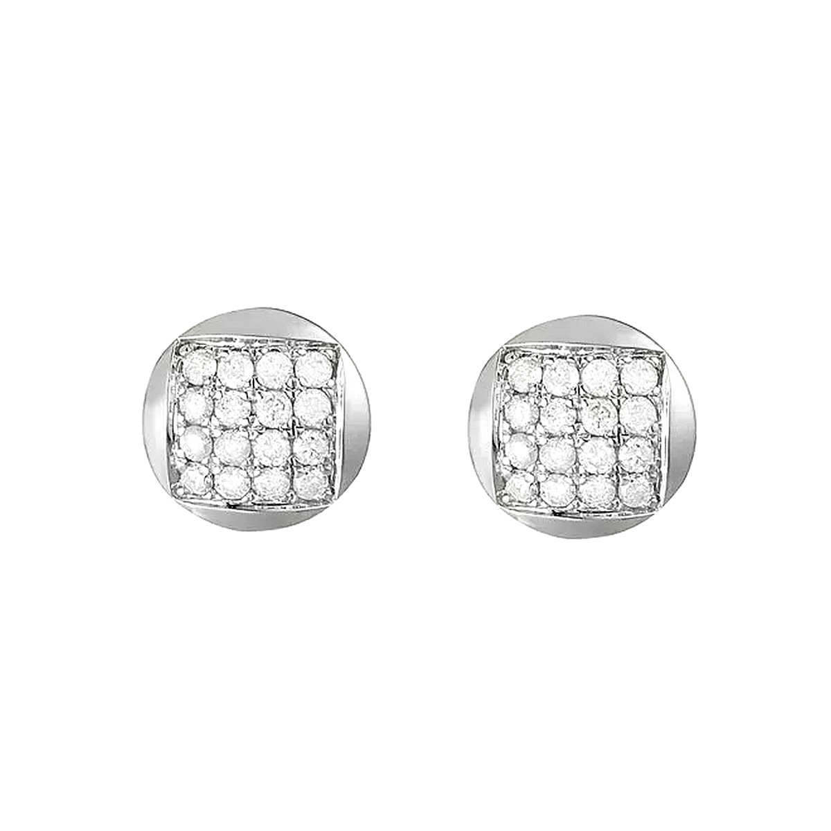 Boucles d'oreilles Or Blanc "AMOUR AU CARRÉ" Diamants 0,2 carat