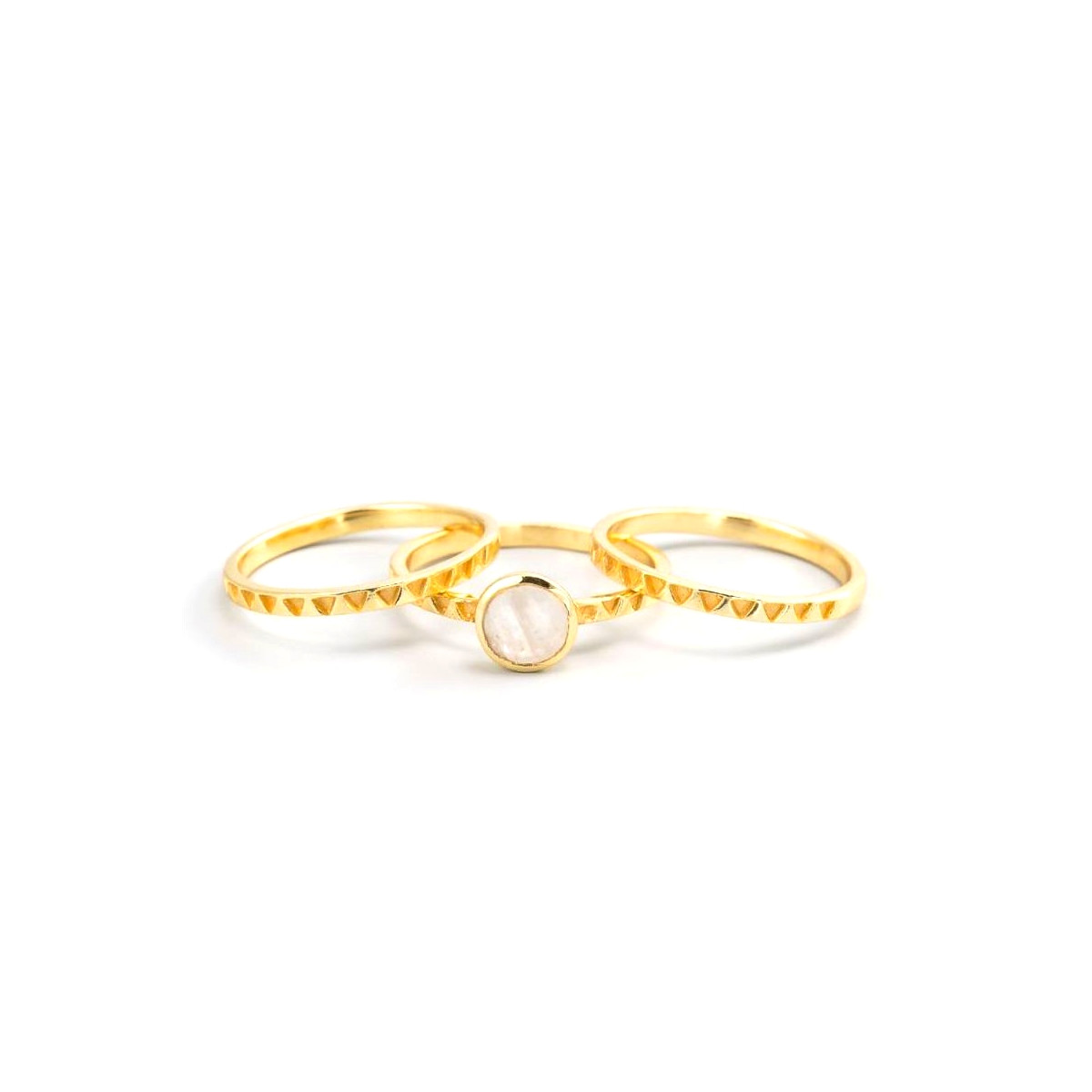 Bague "Fleuri" Pierre de lune blanche Laiton doré