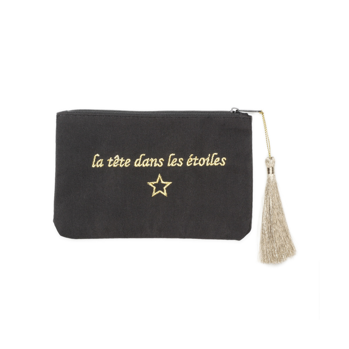 Petite pochette à message noire LA TETE DANS LES ETOILES doré Petite pochette à message noire LA TETE DANS LES ETOILES doré