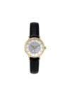 Montre Fille LuluCastagnette FLEUR Analogique Cadran blanc  Bracelet en cuir noir