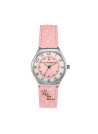 Montre Fille LuluCastagnette MINI STAR Analogique Cadran blanc et rose  Bracelet en cuir motif