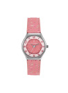 Montre Fille LuluCastagnette MINI STAR Analogique Cadran blanc et rose  Bracelet en cuir motif