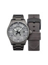 Montre Homme AVI-8 SPITFIRE Automatique Cadran acier gris  Bracelet acier + Bracelet cuir