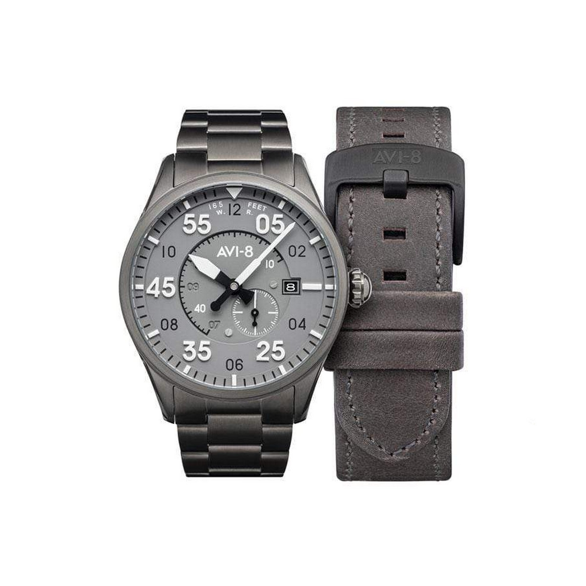 Montre Homme AVI-8 SPITFIRE Automatique Cadran acier gris Bracelet acier + Bracelet cuir Montre Homme AVI-8 Spitfire - Automatique - AV-4073-44