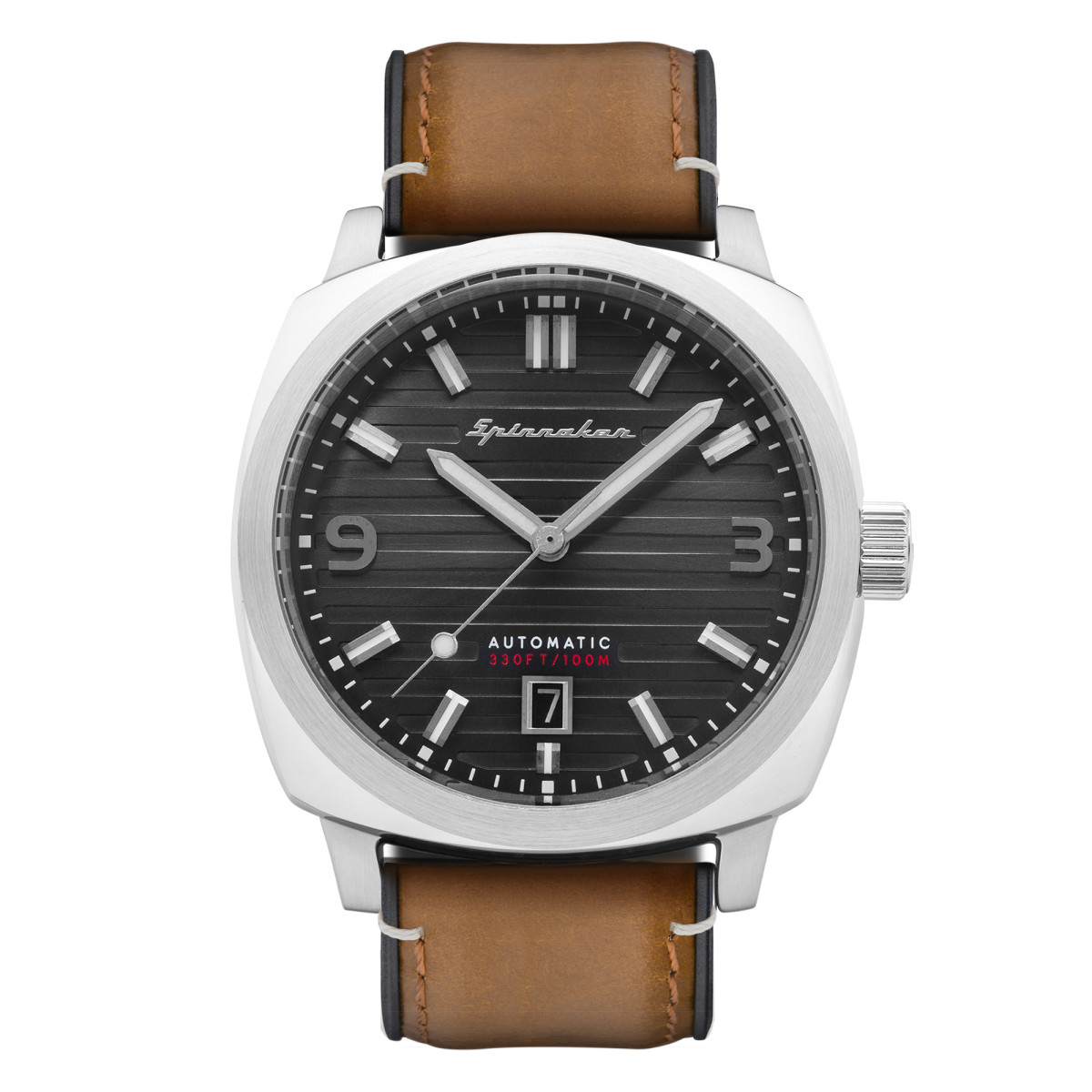 Montre Homme Spinnaker HULL Automatique Cadran gris Bracelet en cuir marron Montre Homme Spinnaker HULL Automatique Cadran gris Bracelet en cuir marron