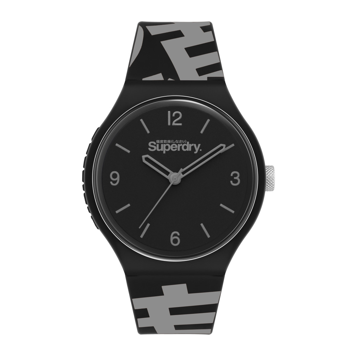 Montre Homme Superdry URBAN XL KANJI Analogique Cadran noir  Bracelet en silicone à motifs