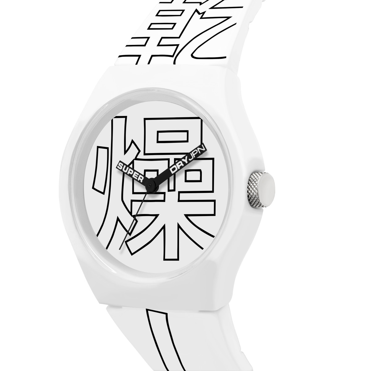 Montre Unisexe Superdry URBAN KANJI Analogique Cadran blanc avec motifs Bracelet en silicone à motifs Montre mixte Superdry URBAN KANJI Analogique Cadran blanc avec motifs Bracelet en silicone à motifs