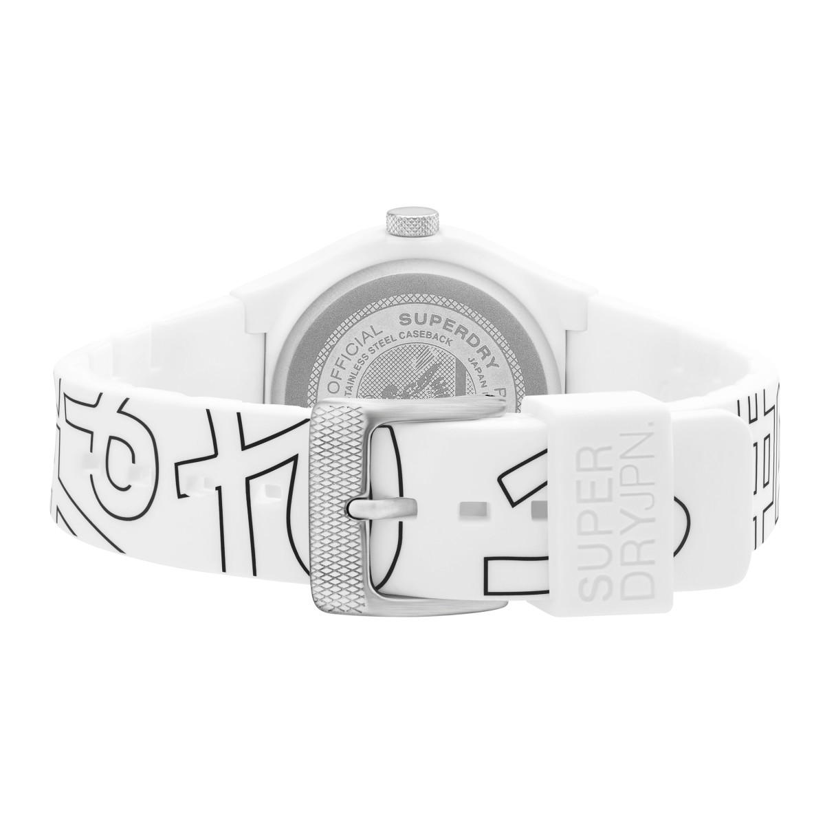 Montre Unisexe Superdry URBAN KANJI Analogique Cadran blanc avec motifs Bracelet en silicone à motifs Montre mixte Superdry URBAN KANJI Analogique Cadran blanc avec motifs Bracelet en silicone à motifs