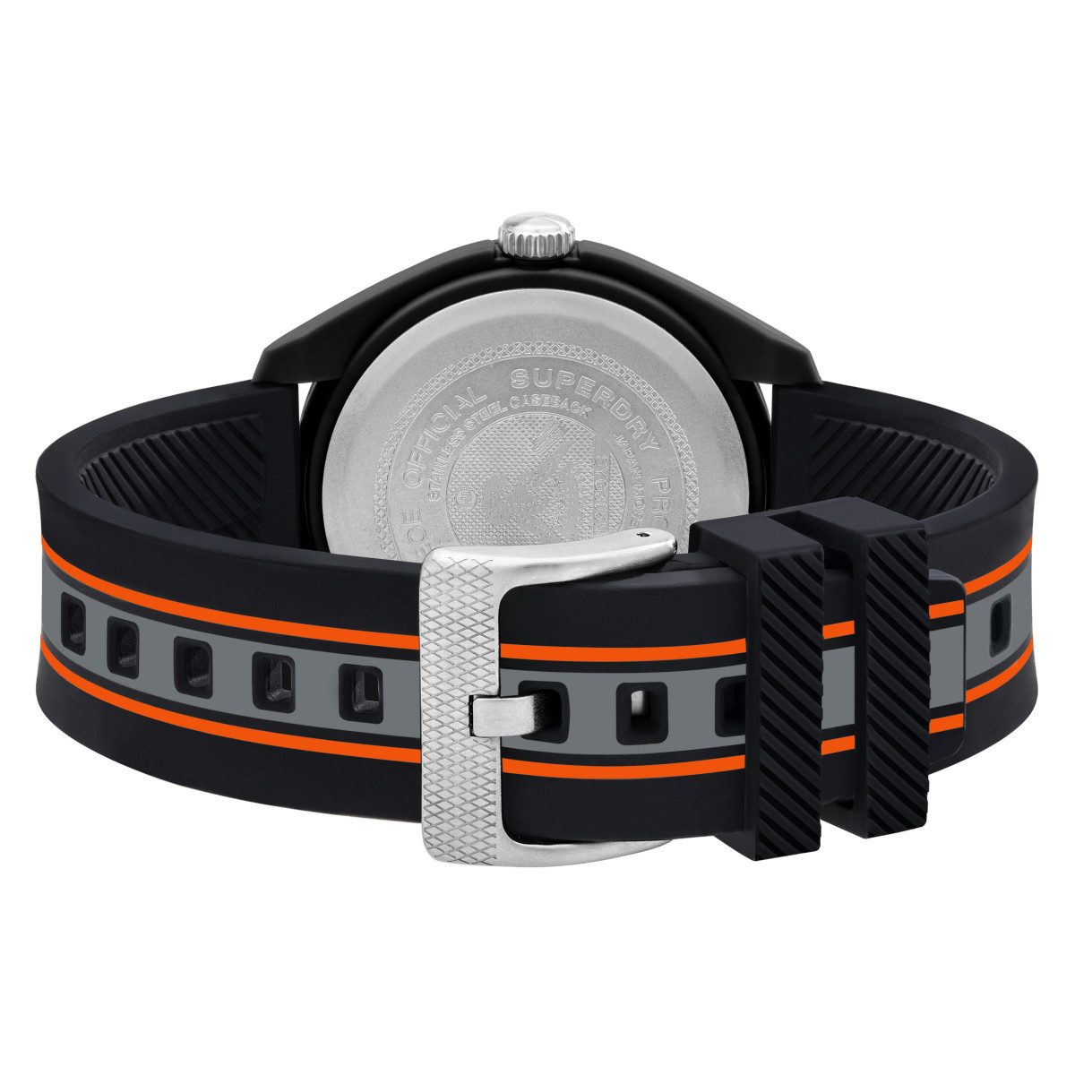 Montre Homme Superdry OSAKA UTILITY Analogique Cadran noir Bracelet en silicone à motifs Montre Homme Superdry OSAKA UTILITY Analogique Cadran noir Bracelet en silicone à motifs