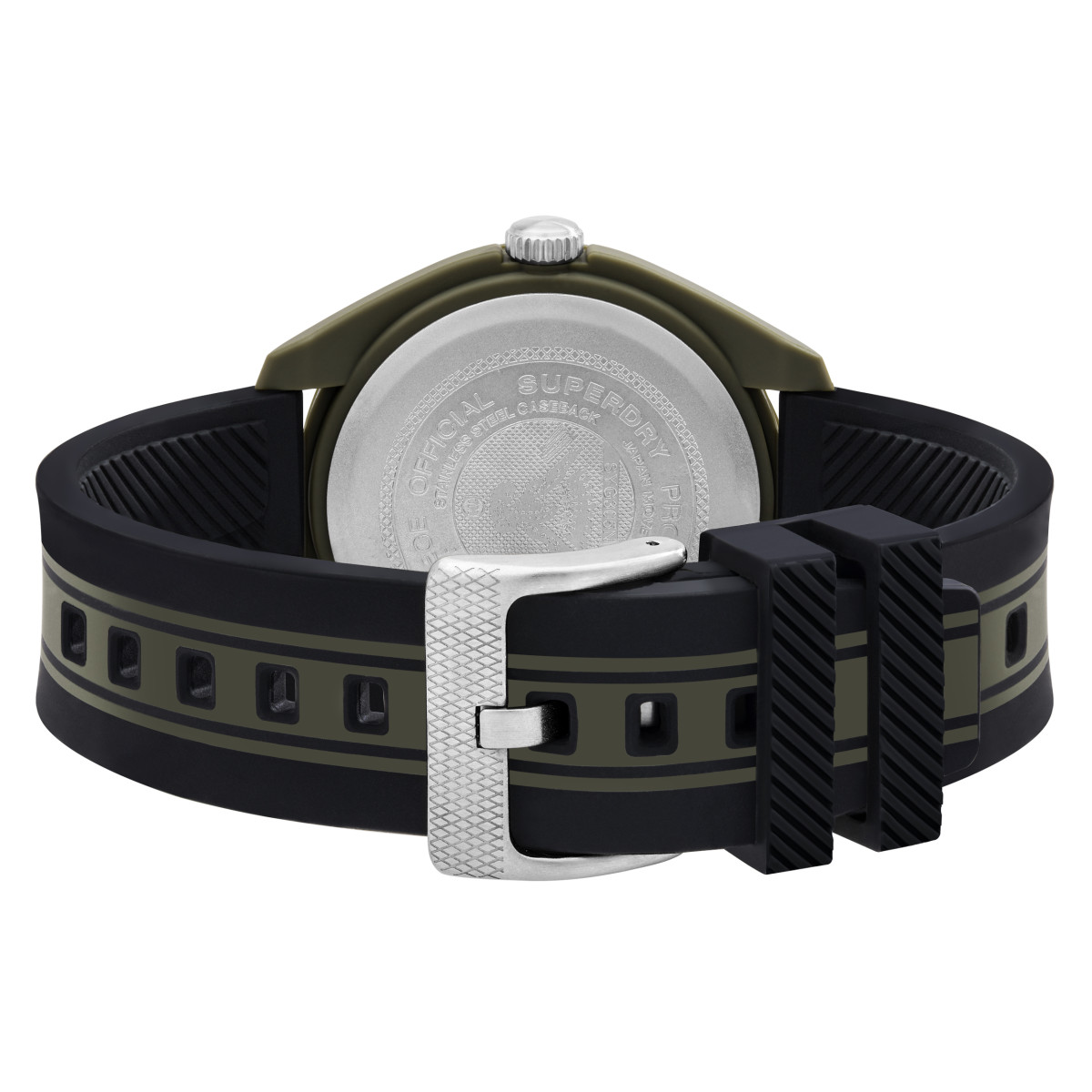 Montre Homme Superdry OSAKA UTILITY Analogique Cadran noir Bracelet en silicone à motifs Montre Homme Superdry OSAKA UTILITY Analogique Cadran noir Bracelet en silicone à motifs