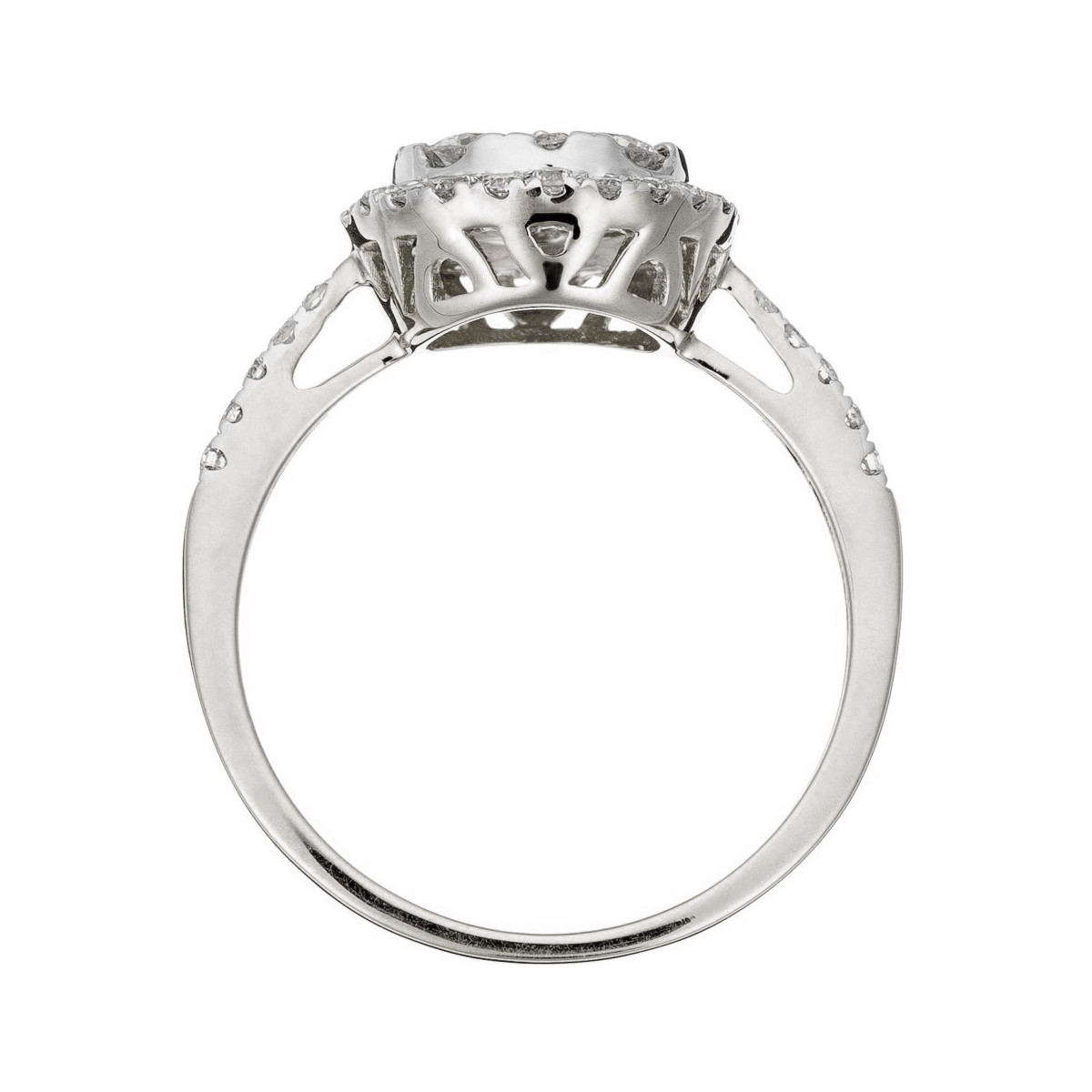 Solitaire Or Blanc et Diamants 0,74 carat "POMPADOUR" Bague "Aspirante" Or blanc et Diamant