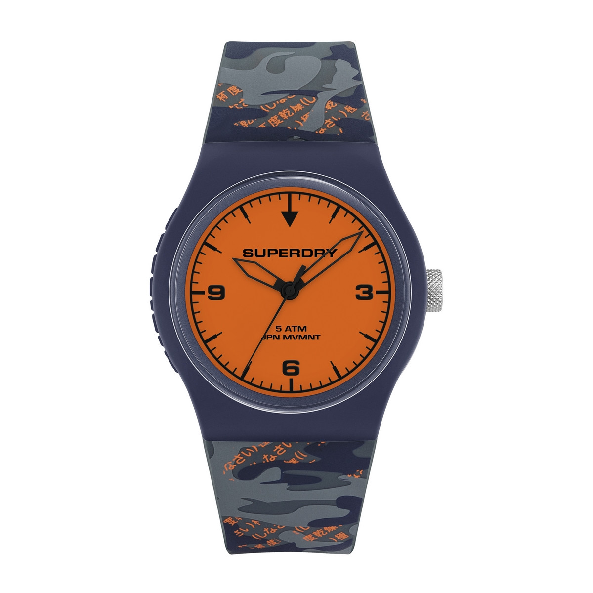 Montre mixte Superdry URBAN FLURO CAMO en silicone bleu à motifs