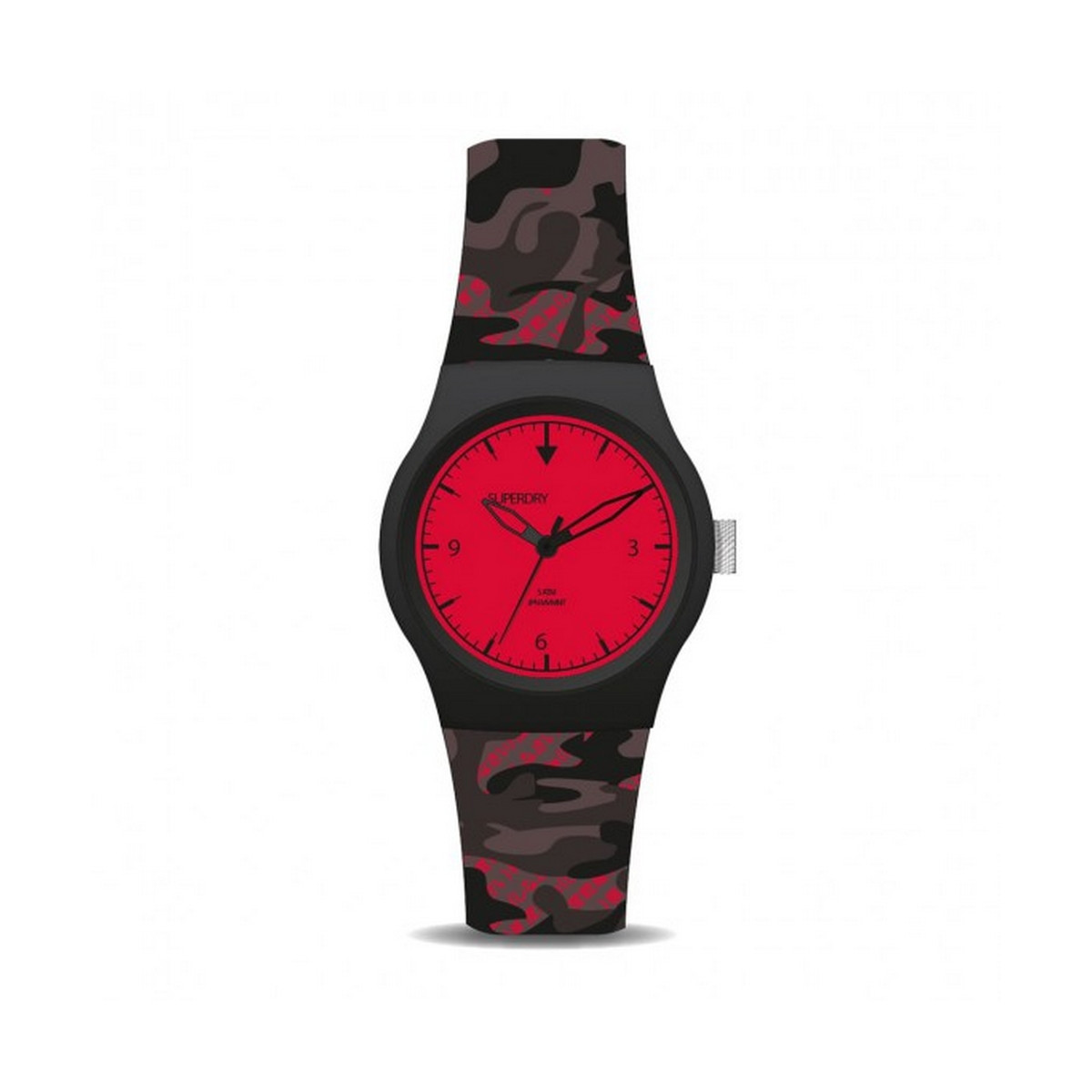 Montre mixte Superdry URBAN FLURO CAMO en silicone noir à motifs