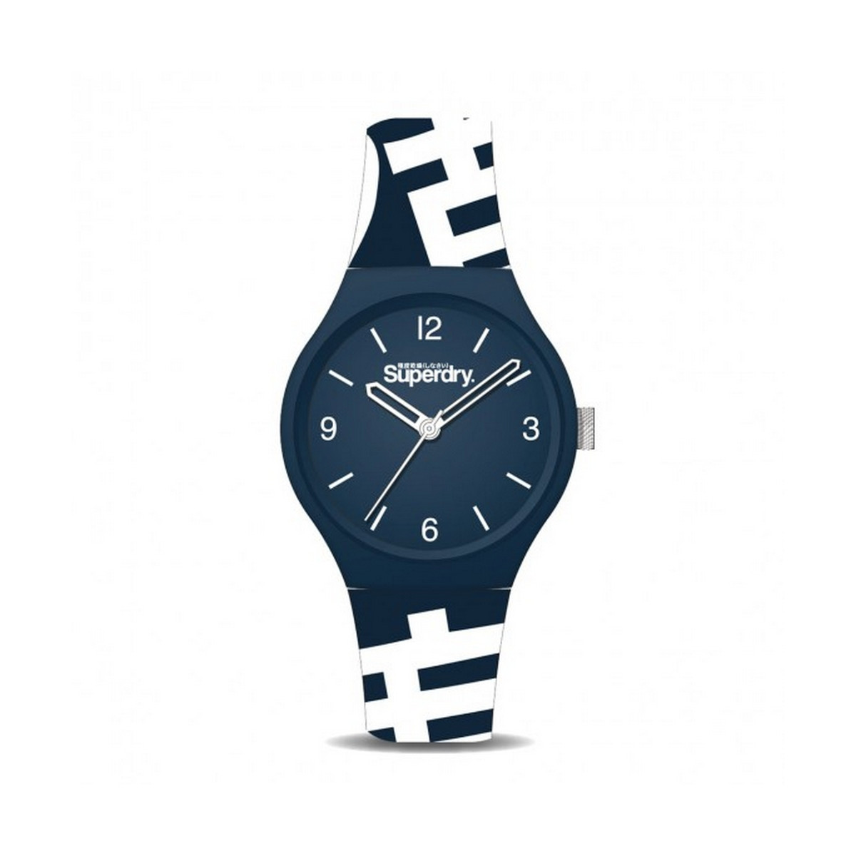 Montre Homme Superdry URBAN XL KANJI en silicone bleu à motifs