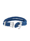 Bracelet double bleu corde nylon ancre acier
