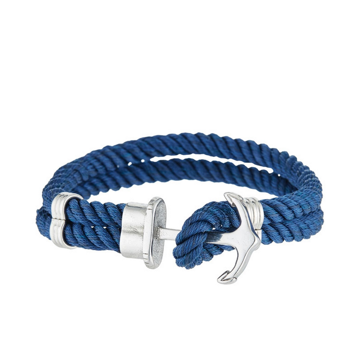 Bracelet double bleu corde nylon ancre acier Bracelet Homme double corde nylon et ancre acier