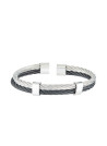 Bracelet Homme double cable acier Bicolore Noir et Gris "EDEN"