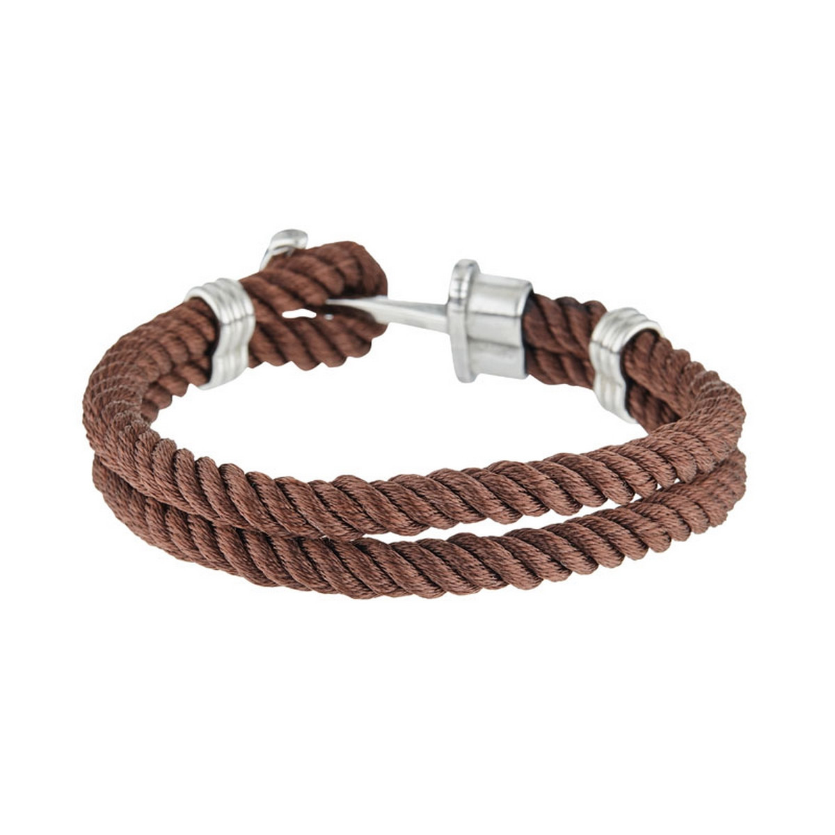 Bracelet Homme double corde nylon et ancre acier