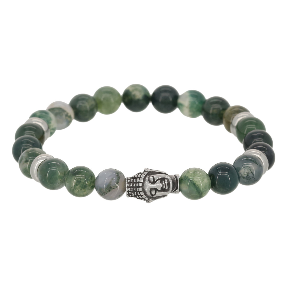 Bracelet Tibétain en perles de pierre et détail bouddha Bracelet Homme Bouddha Vert"Valenor" Taille M
