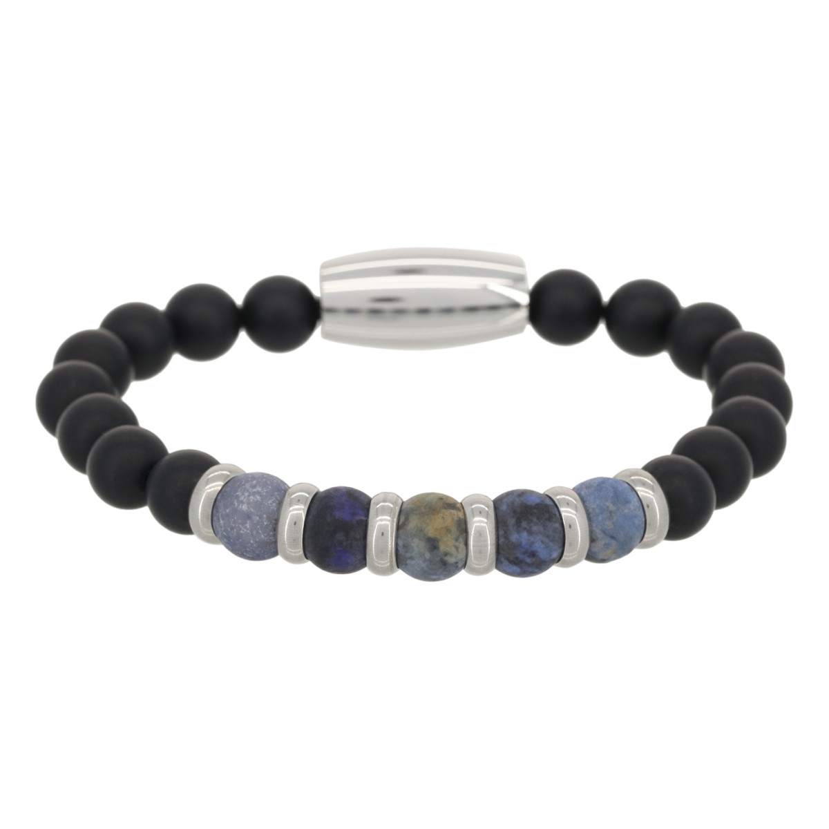 Bracelet Homme perles de pierre et acier