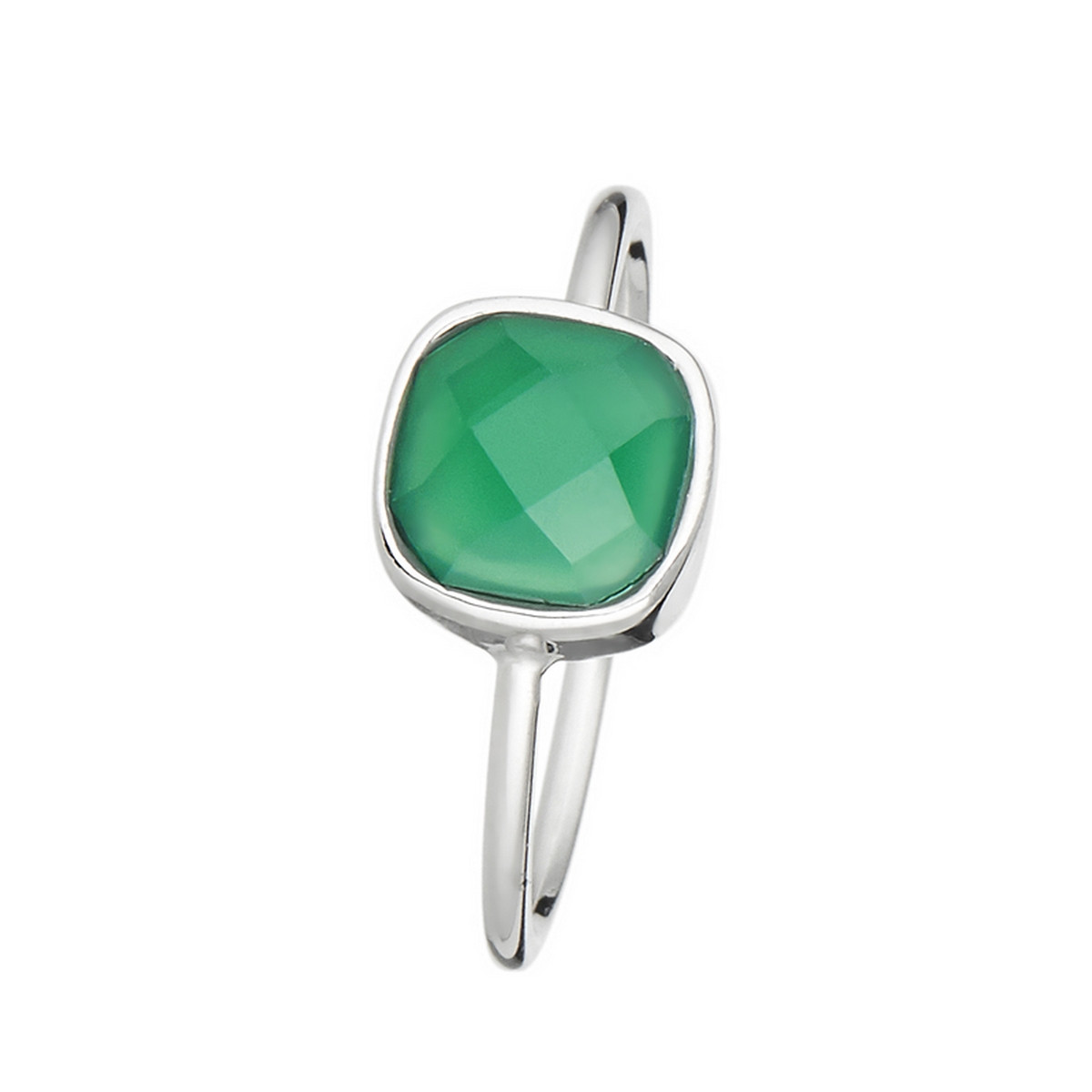 Bague Argenté "Agathe Verte" Bague "Arcadia" Agate verte Laiton
