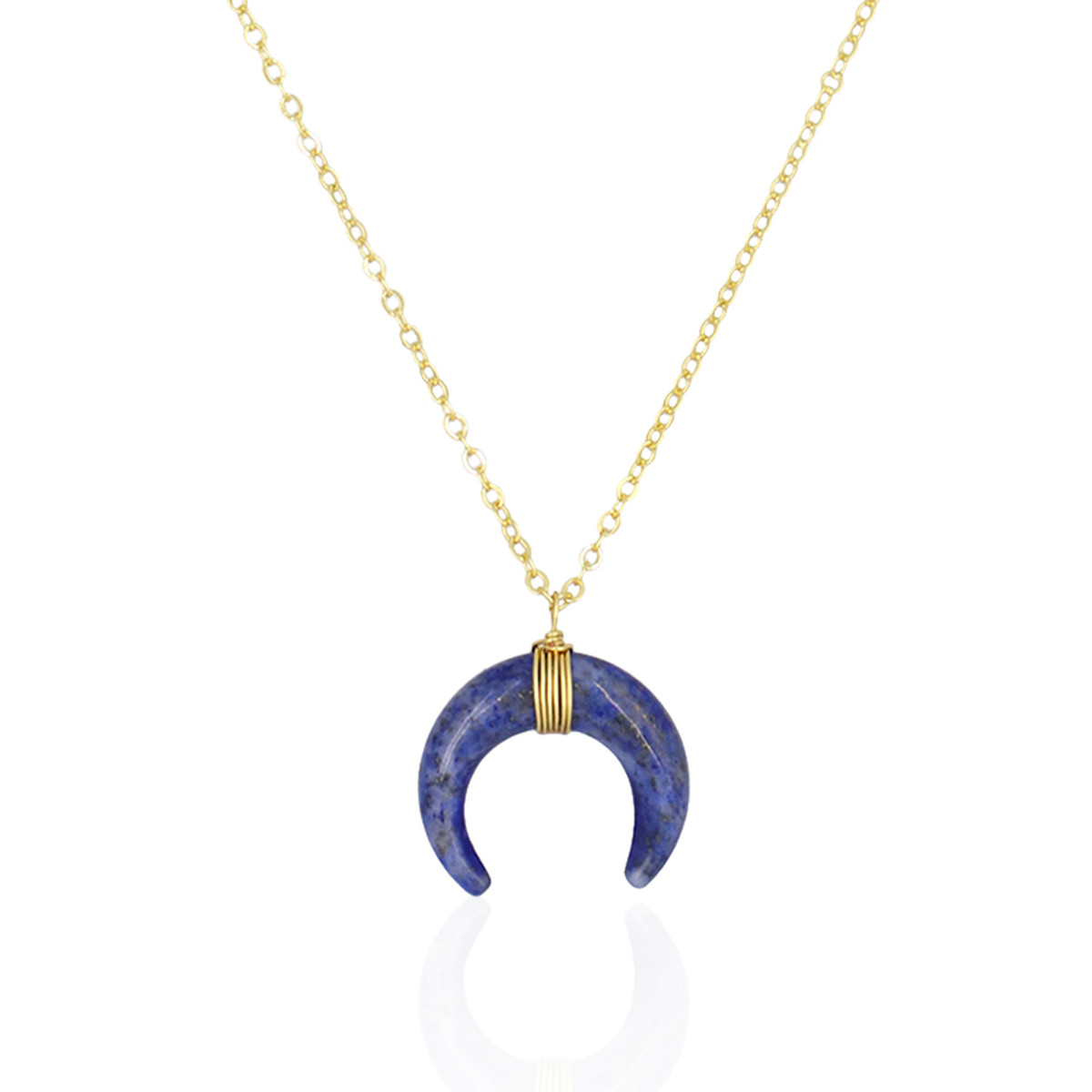 Collier "Maréas" Lapis Lazuli bleu Laiton doré