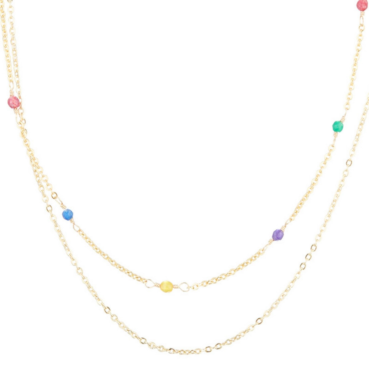 Collier Doré "Agate" Collier "Méridia" Agate mix Laiton doré