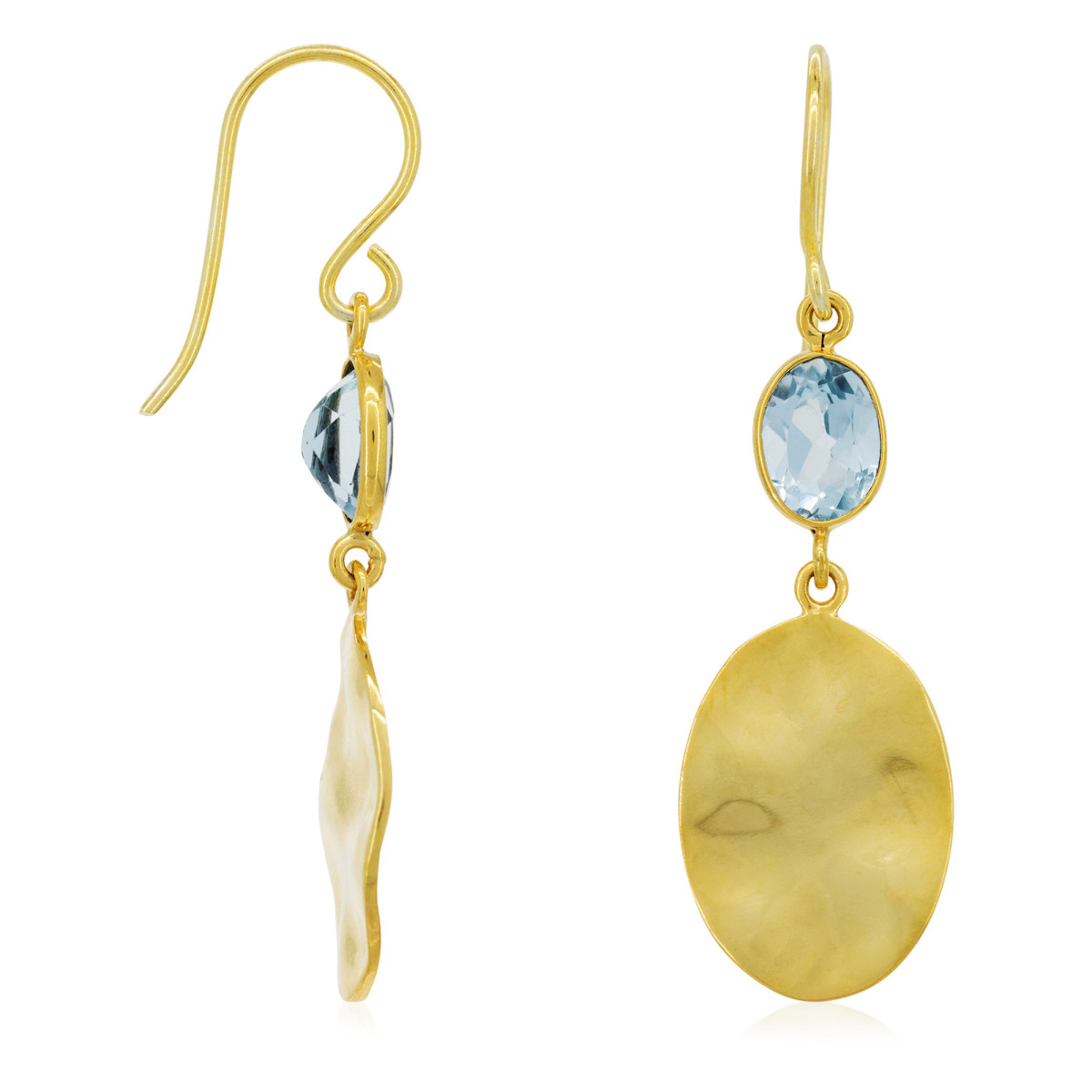Boucles d'oreilles Doré "Topaze" Boucles d'oreilles "Rythme" Topaze bleu clair Laiton doré
