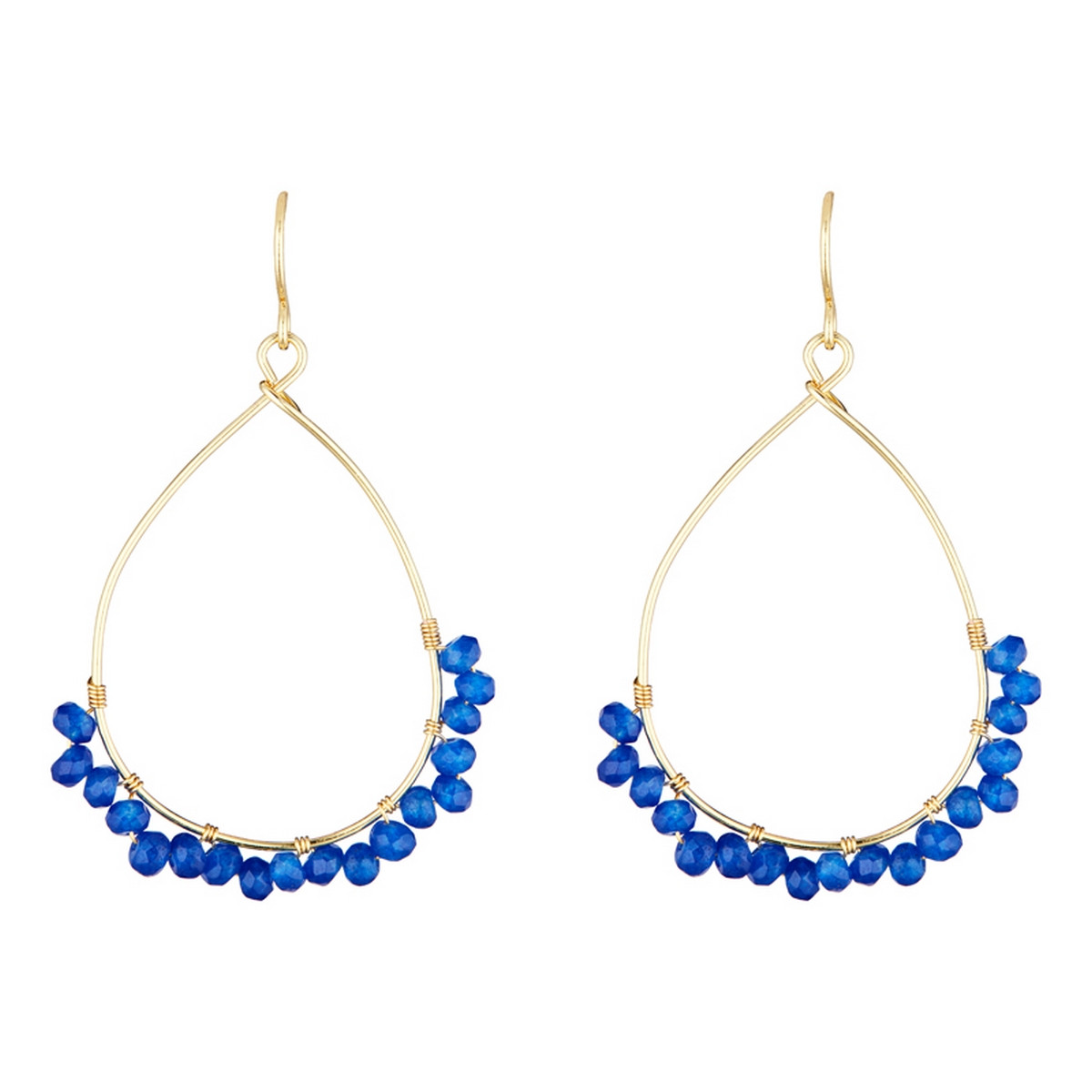 Boucles d'oreilles Doré "Jade Bleue" Boucles d'oreilles "Solenys" Jade bleu Laiton doré