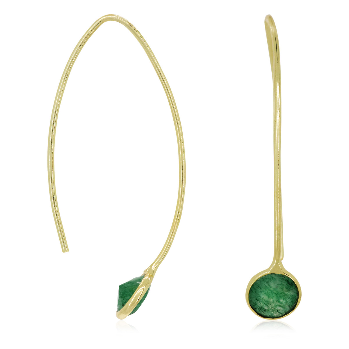 Boucles d'oreilles dorées ornées d'Aventurine verte